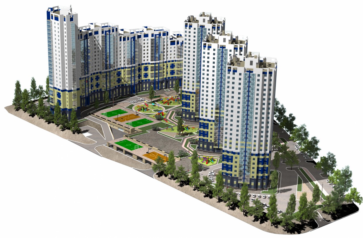 Residential complex "Flagman" in 3d max corona render image