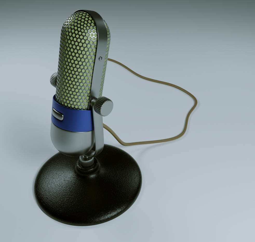 एक माइक्रोफोन Blender cycles render में प्रस्तुत छवि