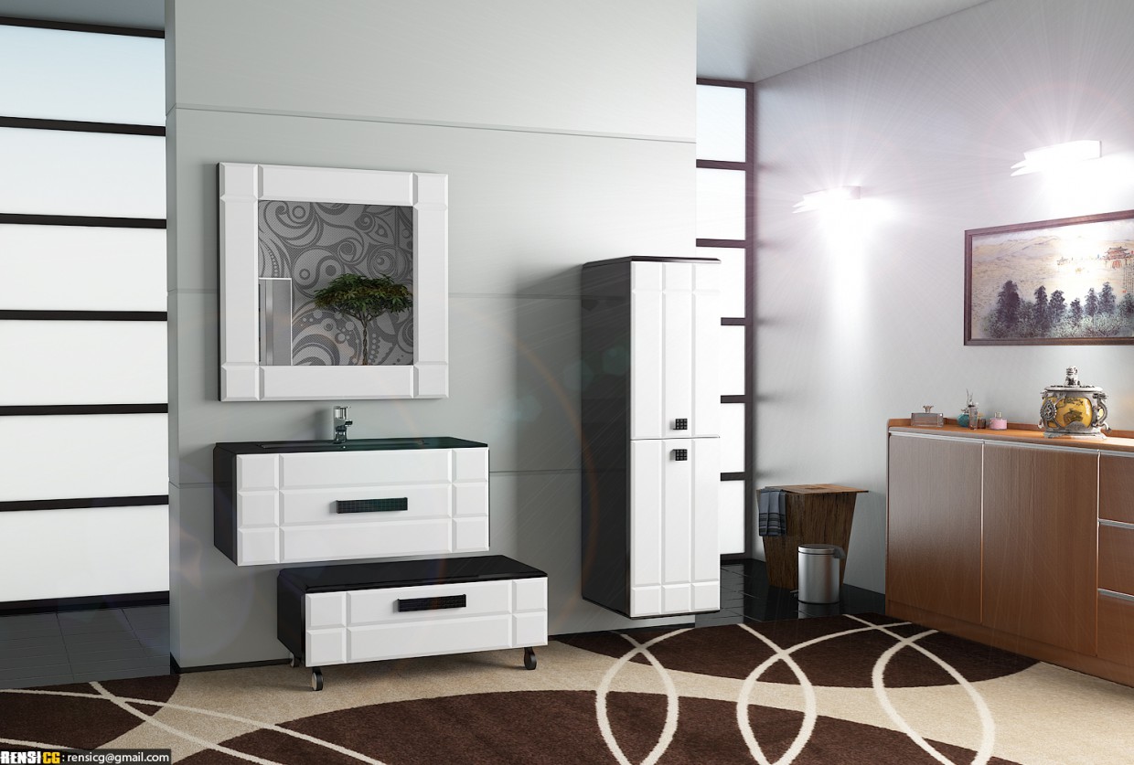 Набор мебели для ванной комнаты 2 Deko в 3d max vray изображение