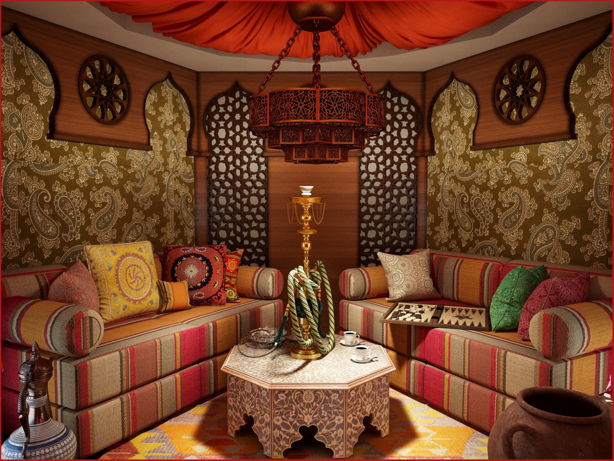 Ethnic-styled room in 3d max vray image