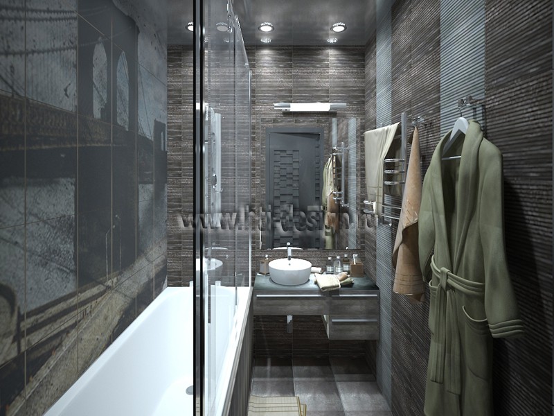 Das Innere eines Badezimmers im Stil der neobrutalizm in 3d max vray Bild