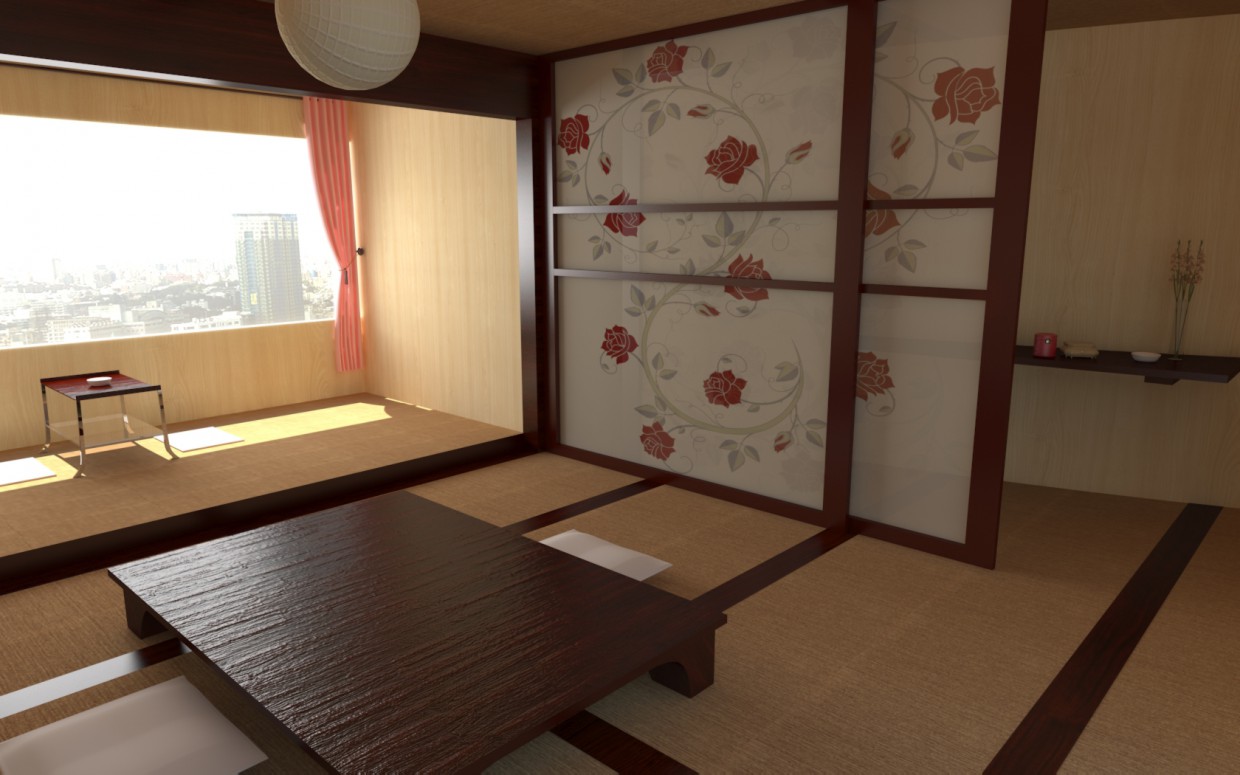 Intérieur, style japonais dans 3d max vray image