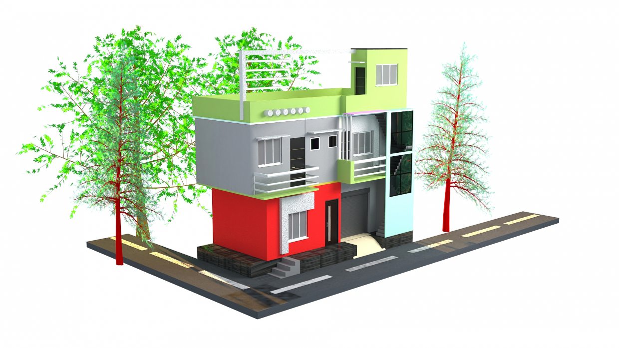 INDIAN STYLE STREET HOME DESING dans 3d max vray 3.0 image