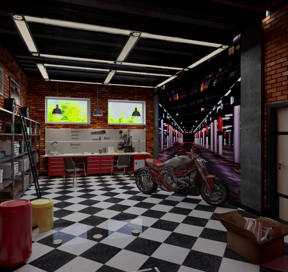 garage design project in 3d max corona render image