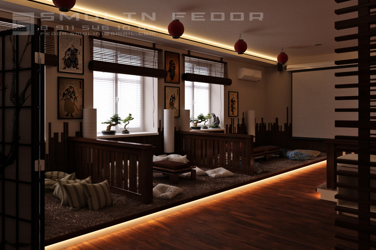 Проект чайного кинотеатра/The project of the tea theater в 3d max corona render изображение