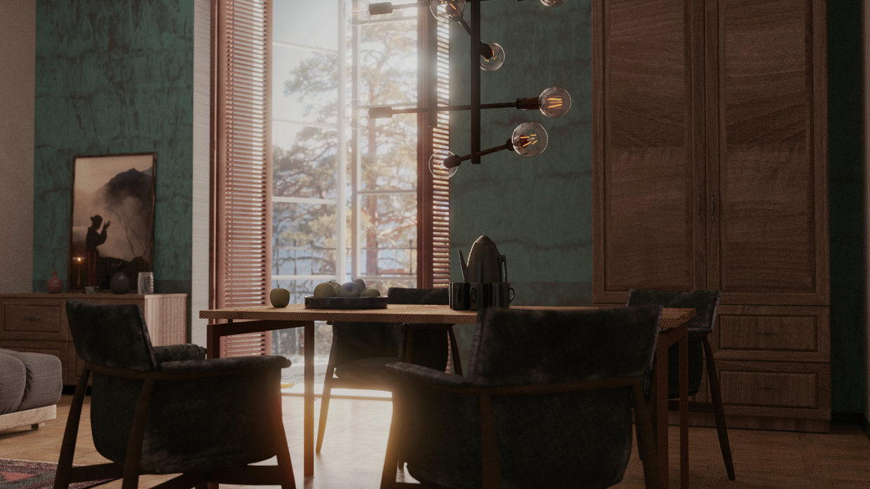 Zimmer mit Balkon. in Blender cycles render Bild