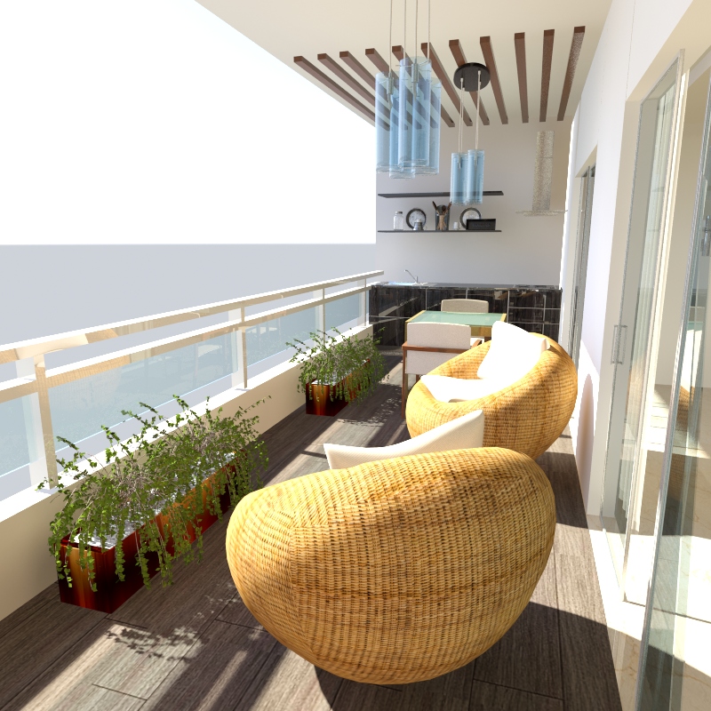 imagen de terraza balcon Bermudez en 3d max mental ray