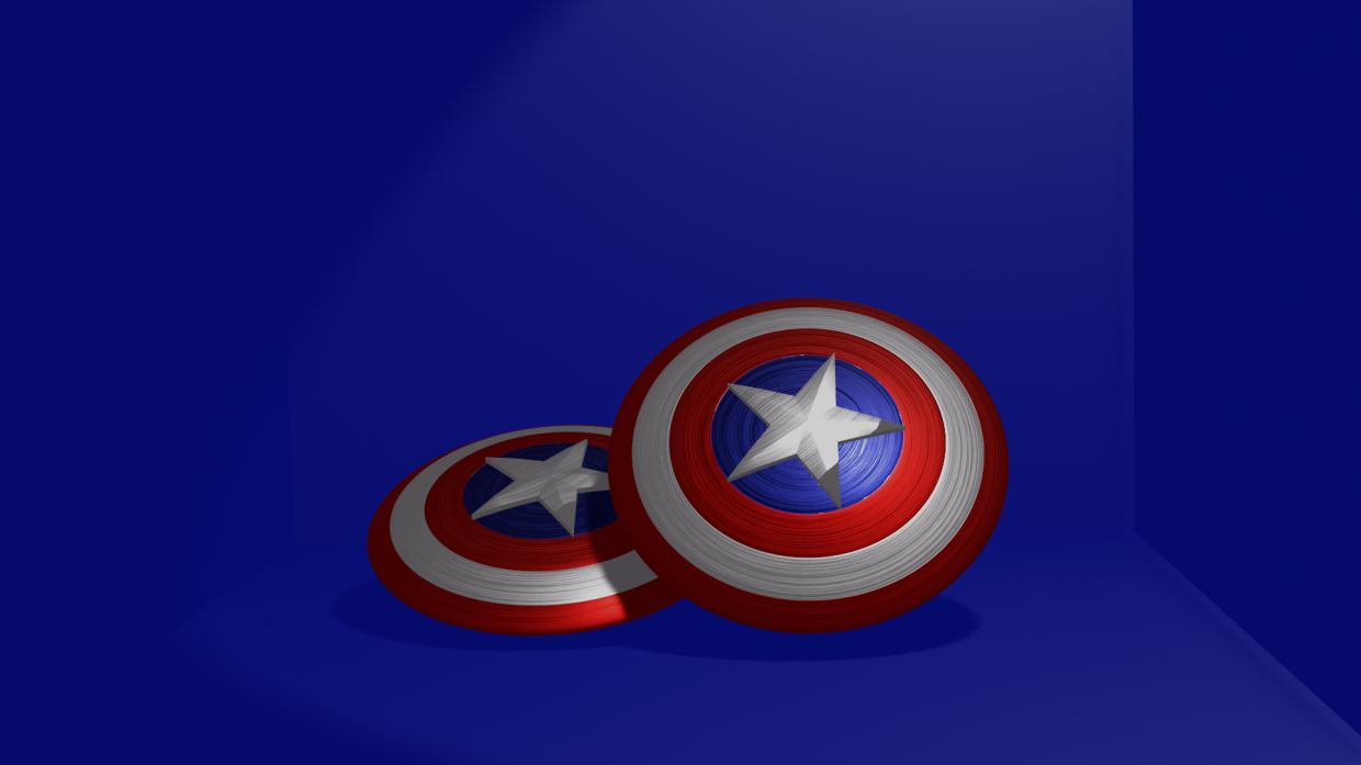 imagen de escudo capitan america 3d en Blender blender render