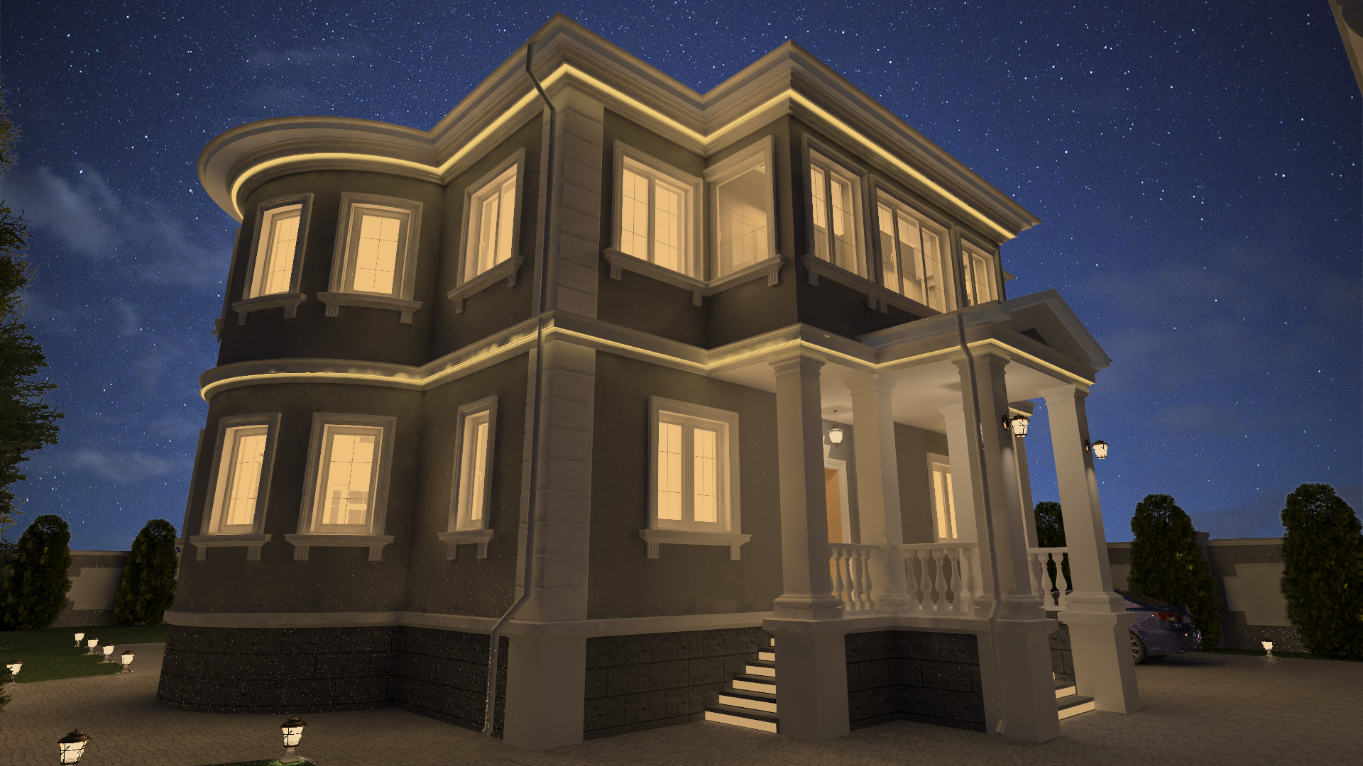 The project of the house in the classical style in 3d max vray 3.0 image