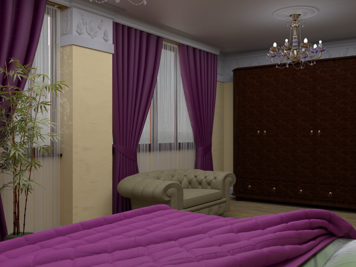 imagen de El dormitorio en el estilo libre en 3d max vray