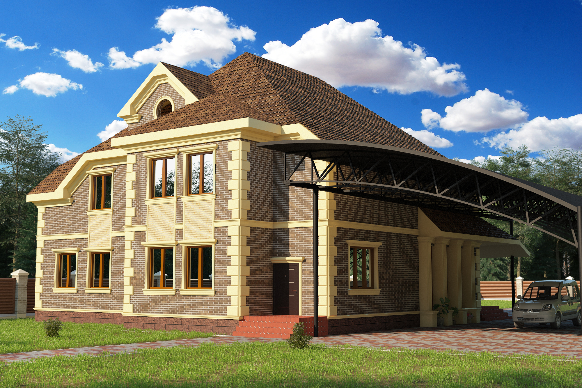 House in the style of modern classics in 3d max vray 3.0 image