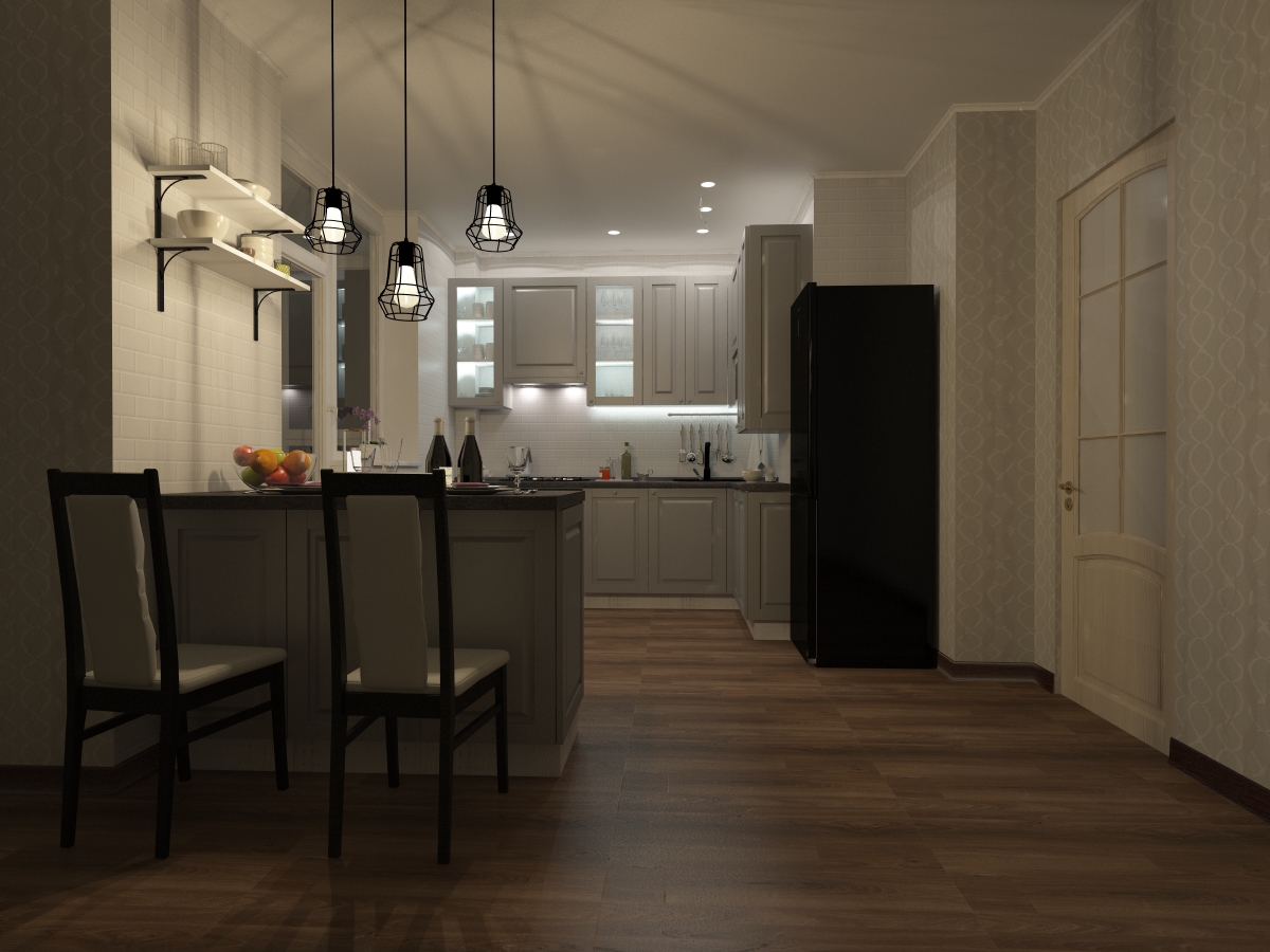 кухня классика-модерн в 3d max vray 3.0 изображение