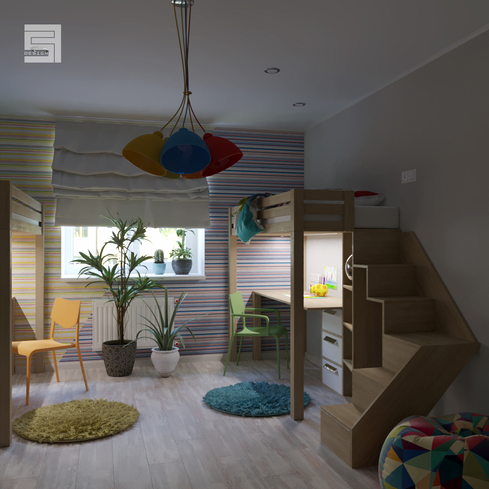 room for two children / room for two children in 3d max corona render image