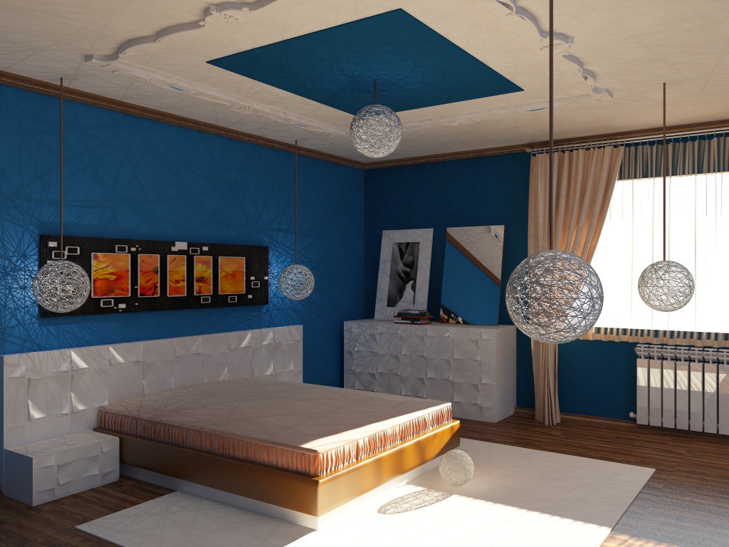 Yatak odası in 3d max vray resim
