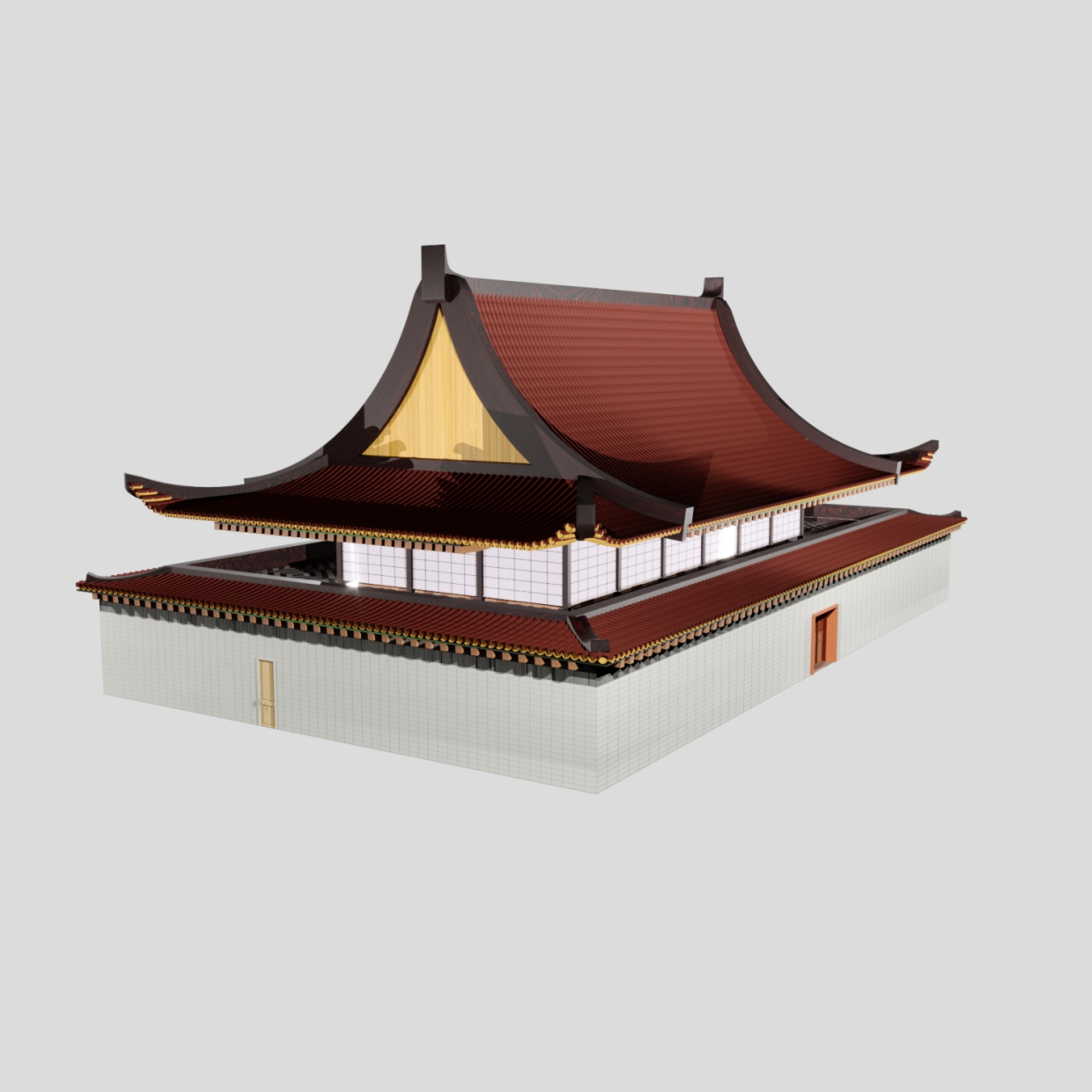 चीनी शैली की इमारत 3d max Corona render 7 में प्रस्तुत छवि