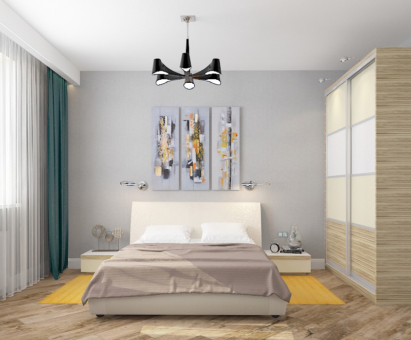 Спальна кімната в новобудові в 3d max vray зображення