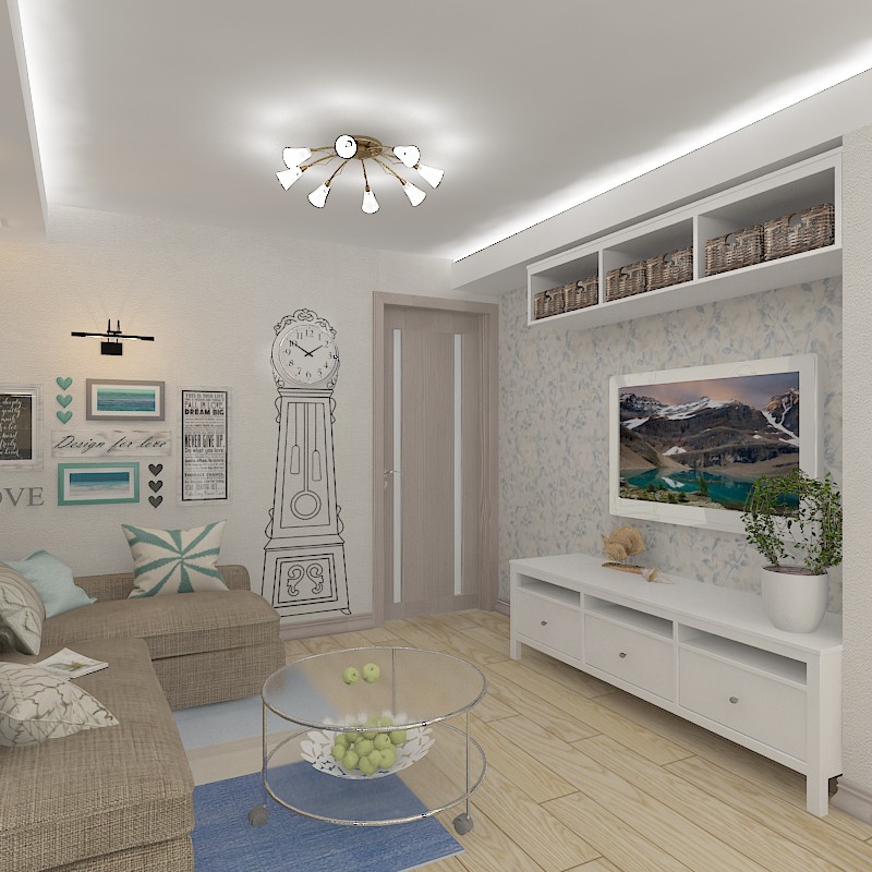 नए भवन में रसोई-रहने वाले कमरे 3d max vray में प्रस्तुत छवि