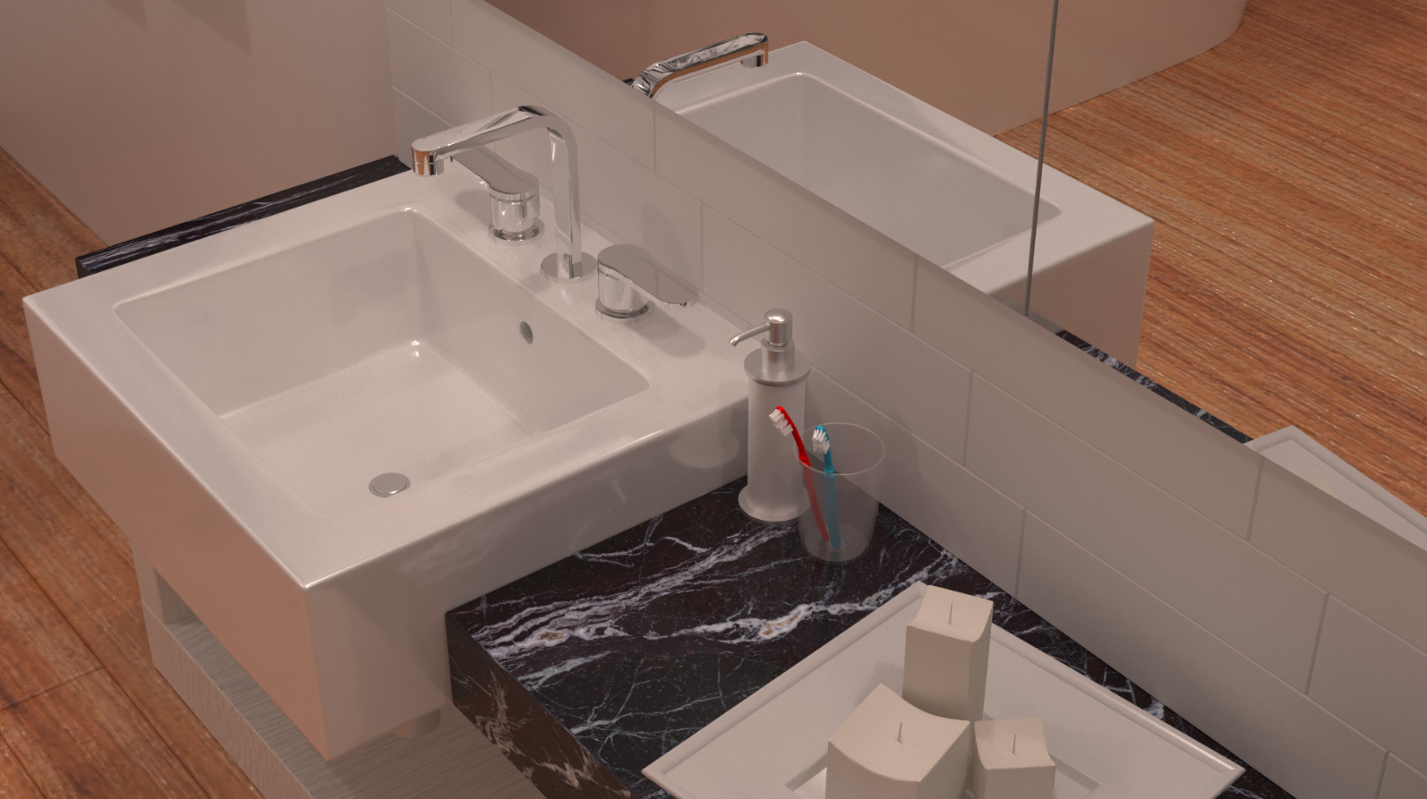 imagen de La visualización de un cuarto de baño en 3d max corona render