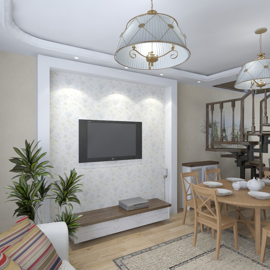 The Interior of a country house, 1 floor in 3d max vray image