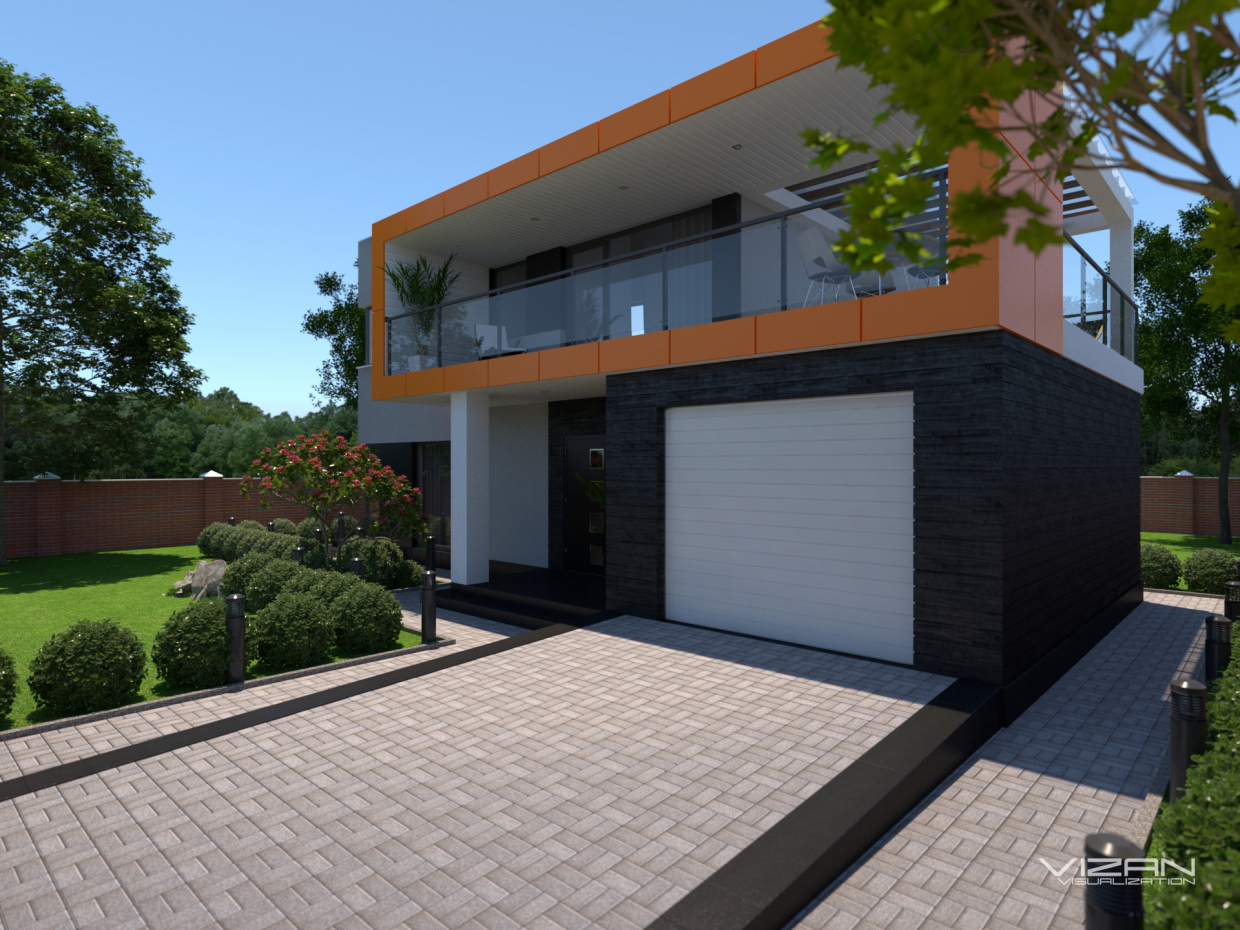 Modern house в SketchUp vray 3.0 изображение