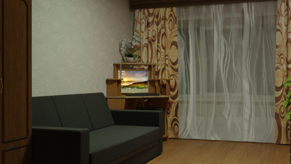 imagen de sala de estar en 3d max Corona render 7