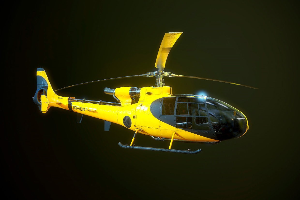 Helicóptero SA340 Gazelle em 3d max vray 5.0 imagem