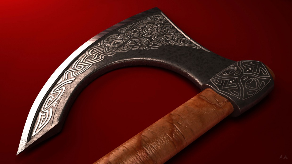 Viking axe in 3d max vray image