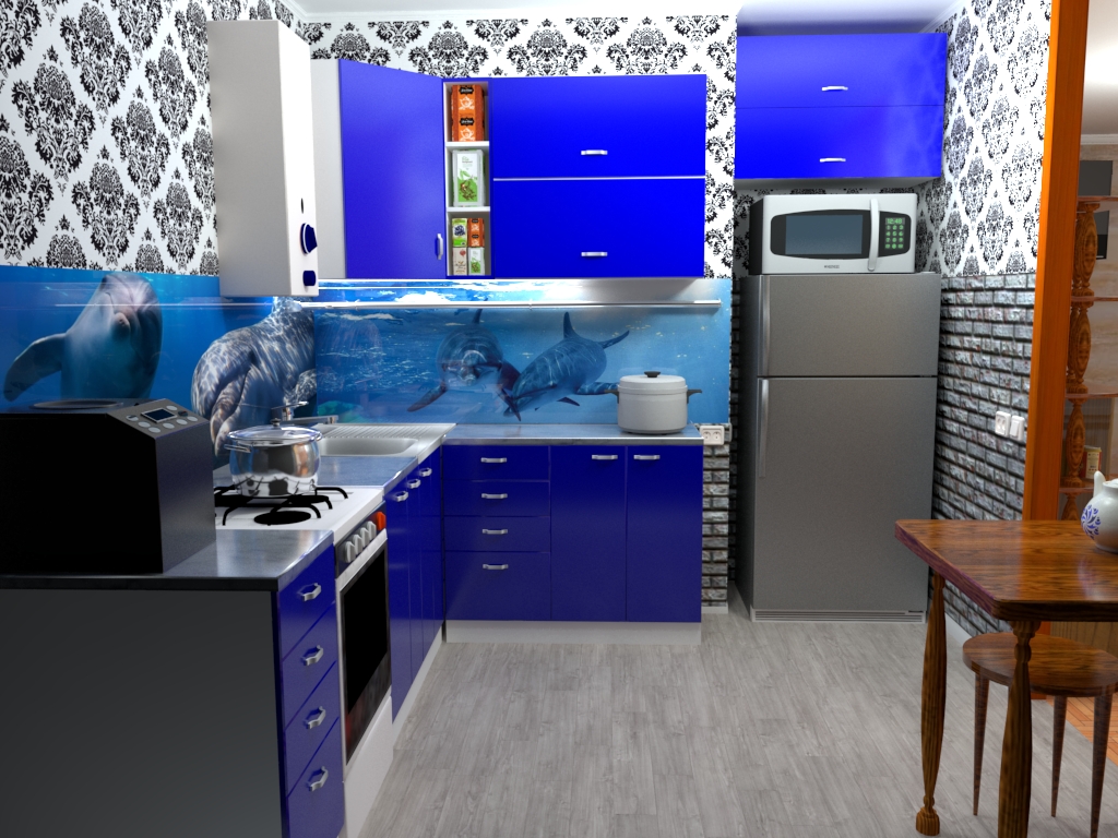 Variante do esquema de cores da cozinha em SketchUp vray 3.0 imagem