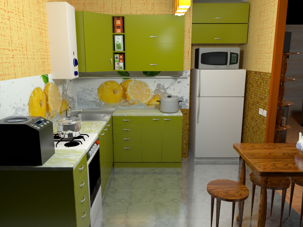 Варіант колірного рішення кухні в SketchUp vray 3.0 зображення