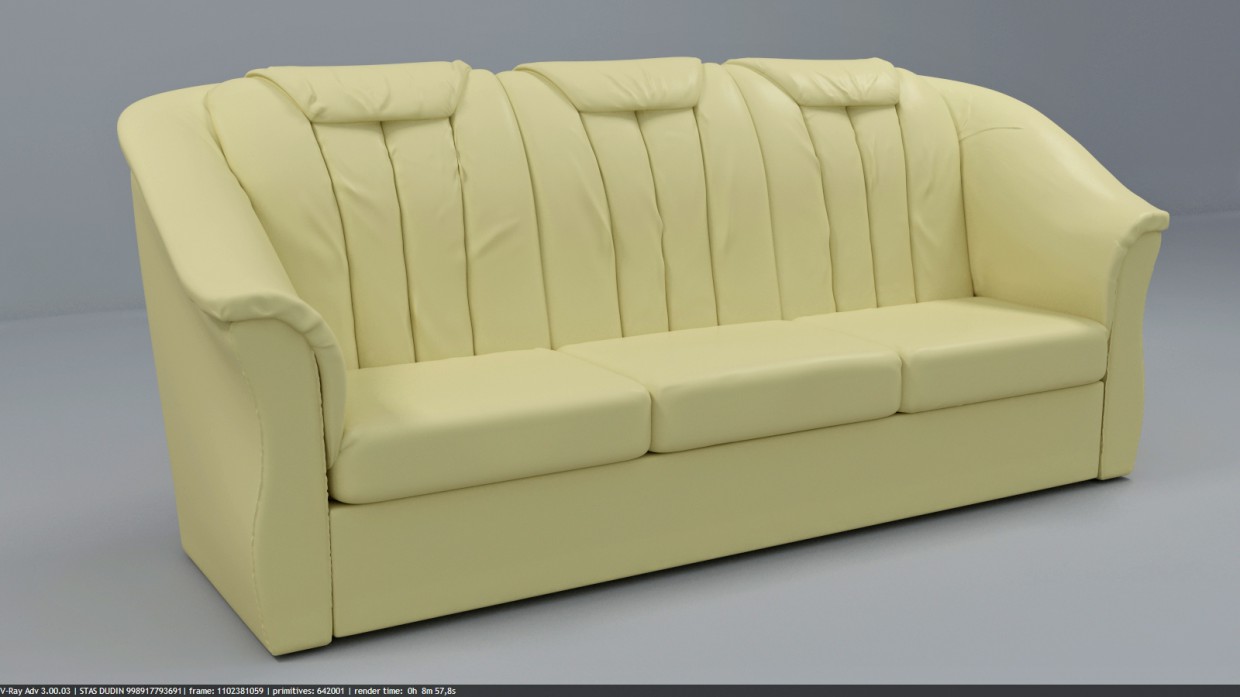 imagen de sofá en 3d max vray 3.0