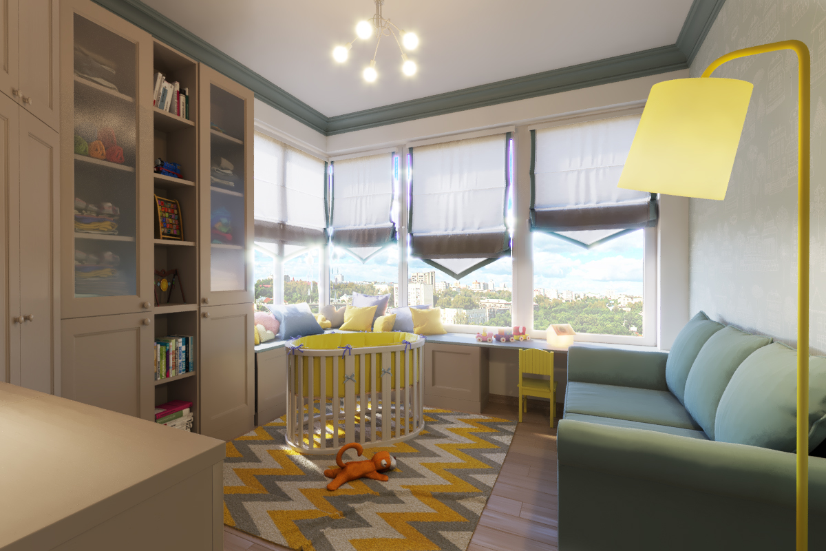 детская комната в 3d max corona render изображение