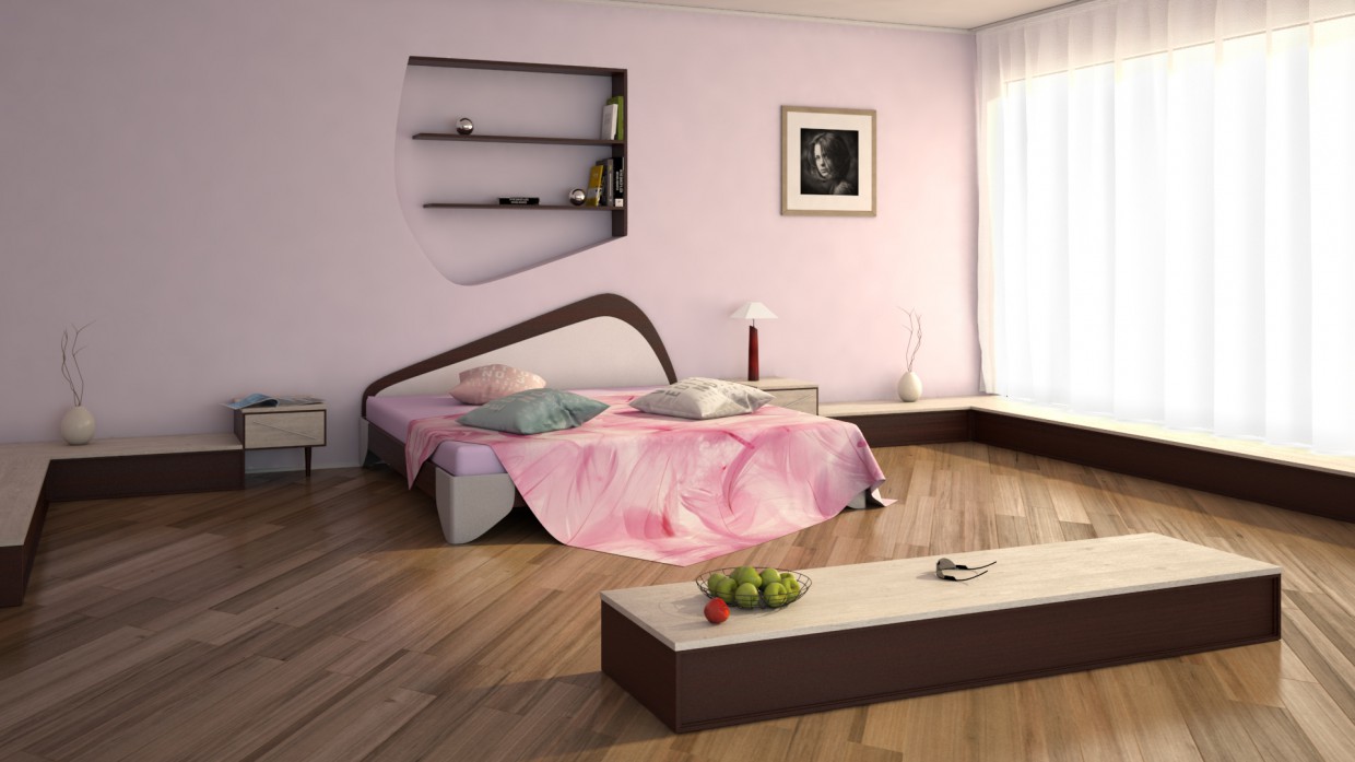 Pembe yatak odası in Maya vray 3.0 resim