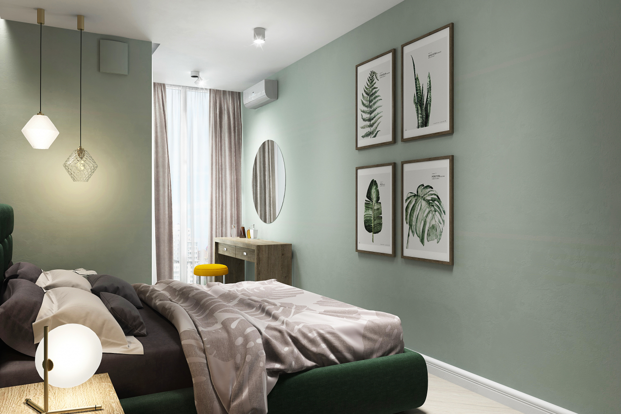 imagen de Apartamento de un dormitorio en Lipki, Kiev. Little Green Project en 3d max vray 3.0