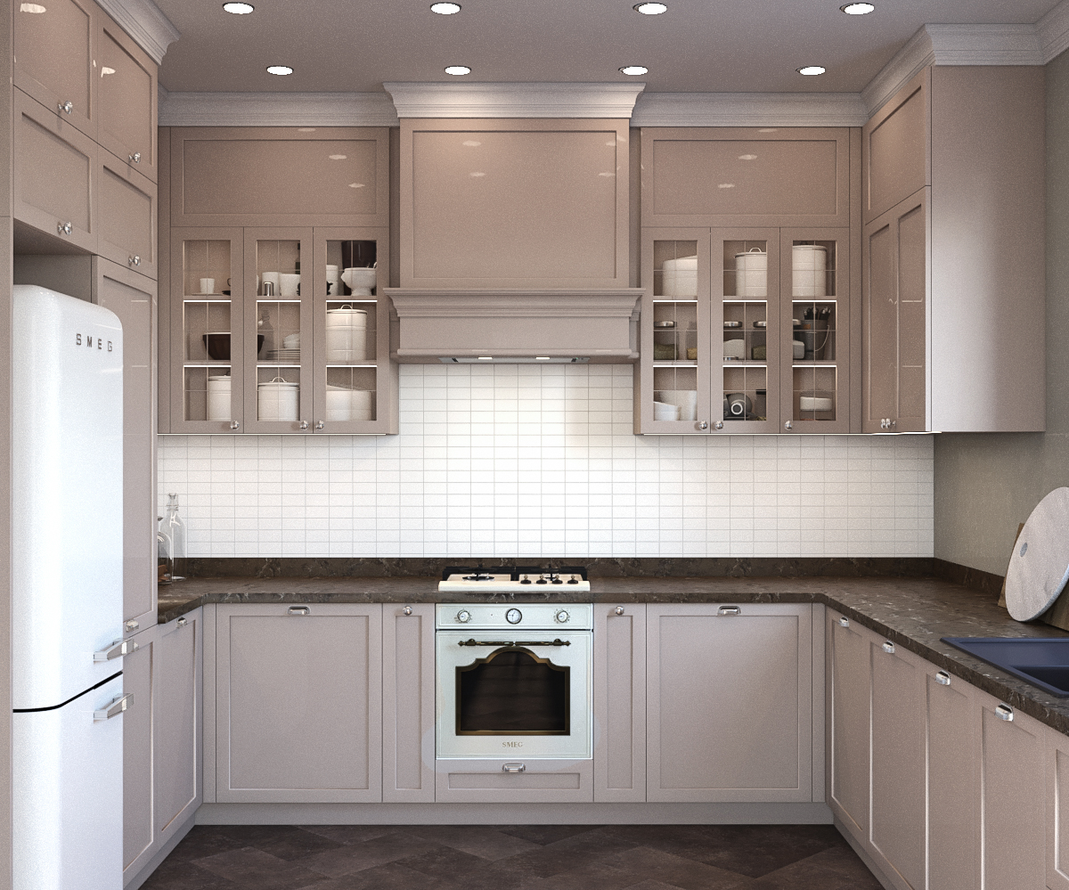 Кухня в неоклассике в 3d max corona render изображение