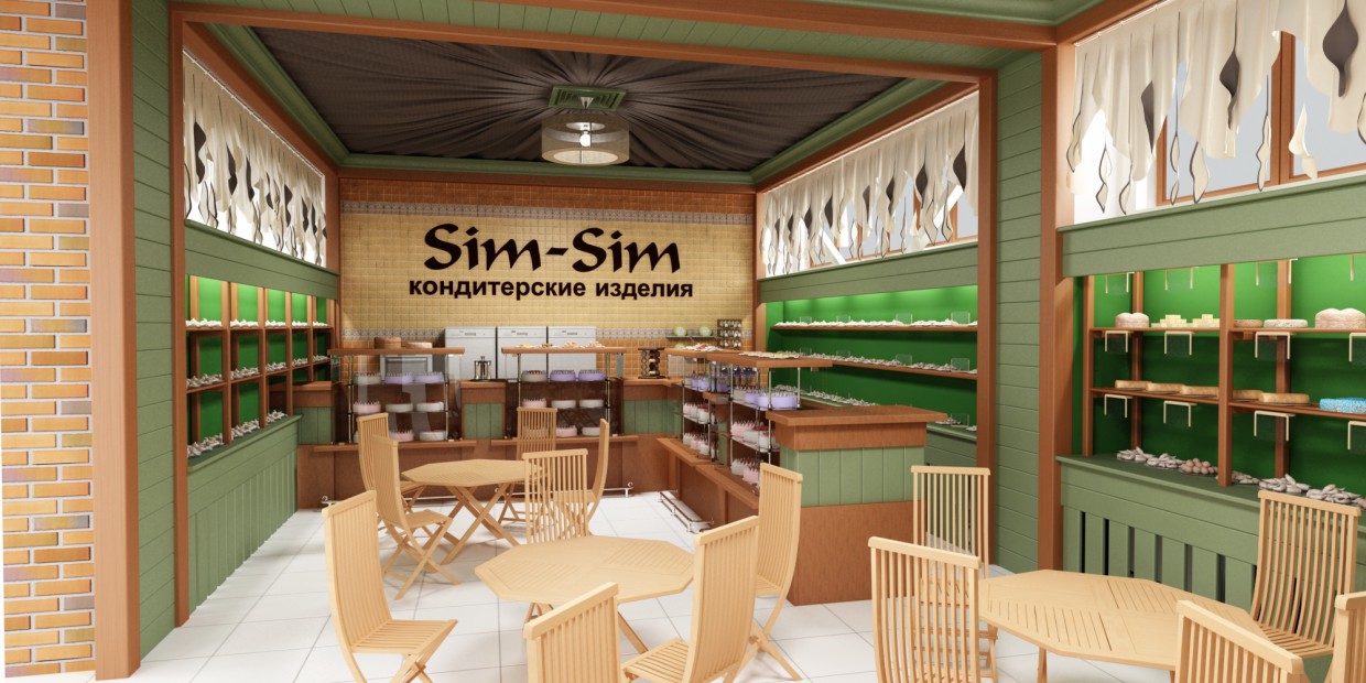 cafe in the supermarket in 3d max vray image
