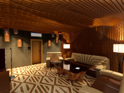 3D Interior design, Karaoke in the style of PARAMETRIC. (Video attached).