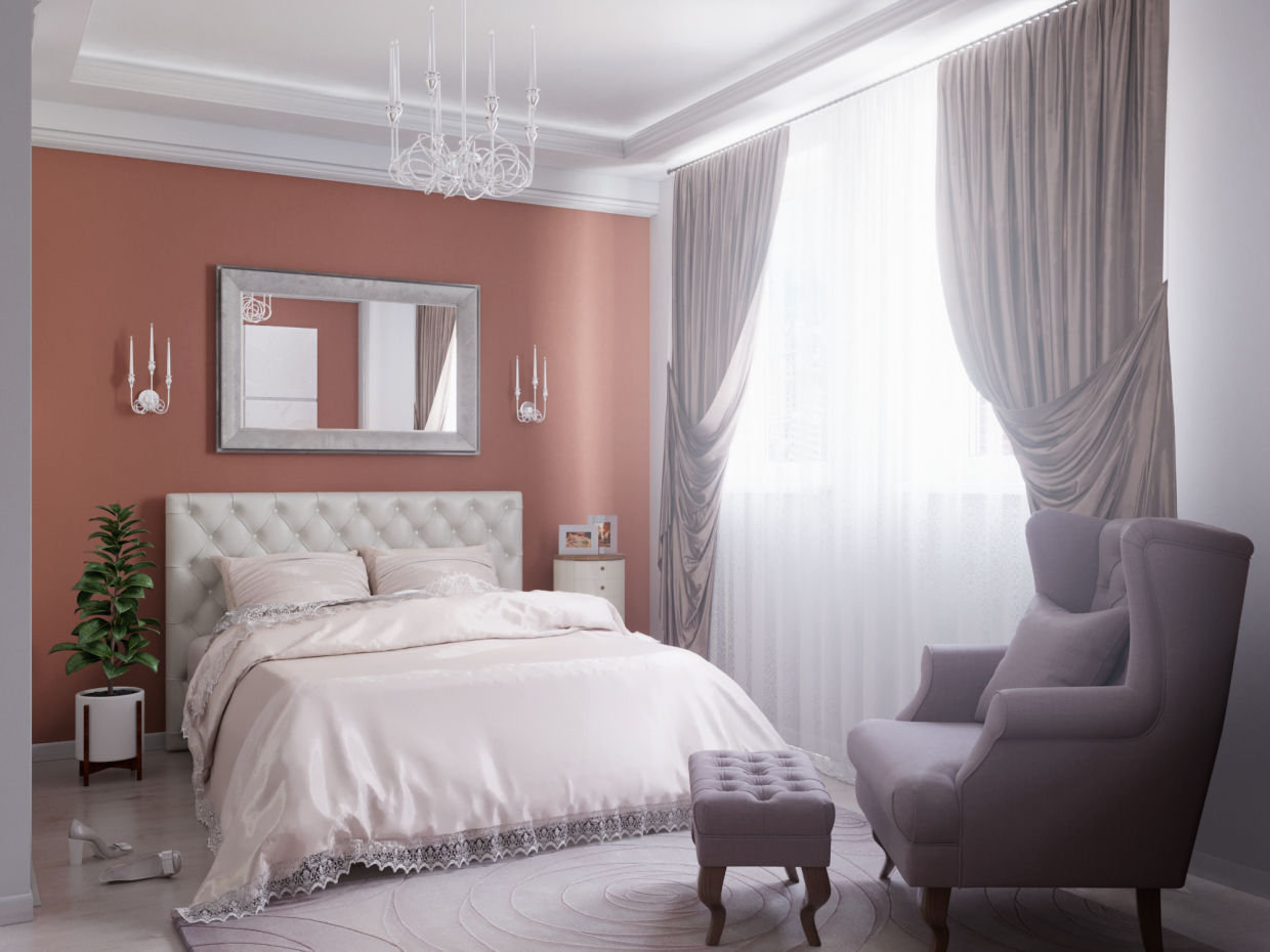 yatak odası in 3d max corona render resim
