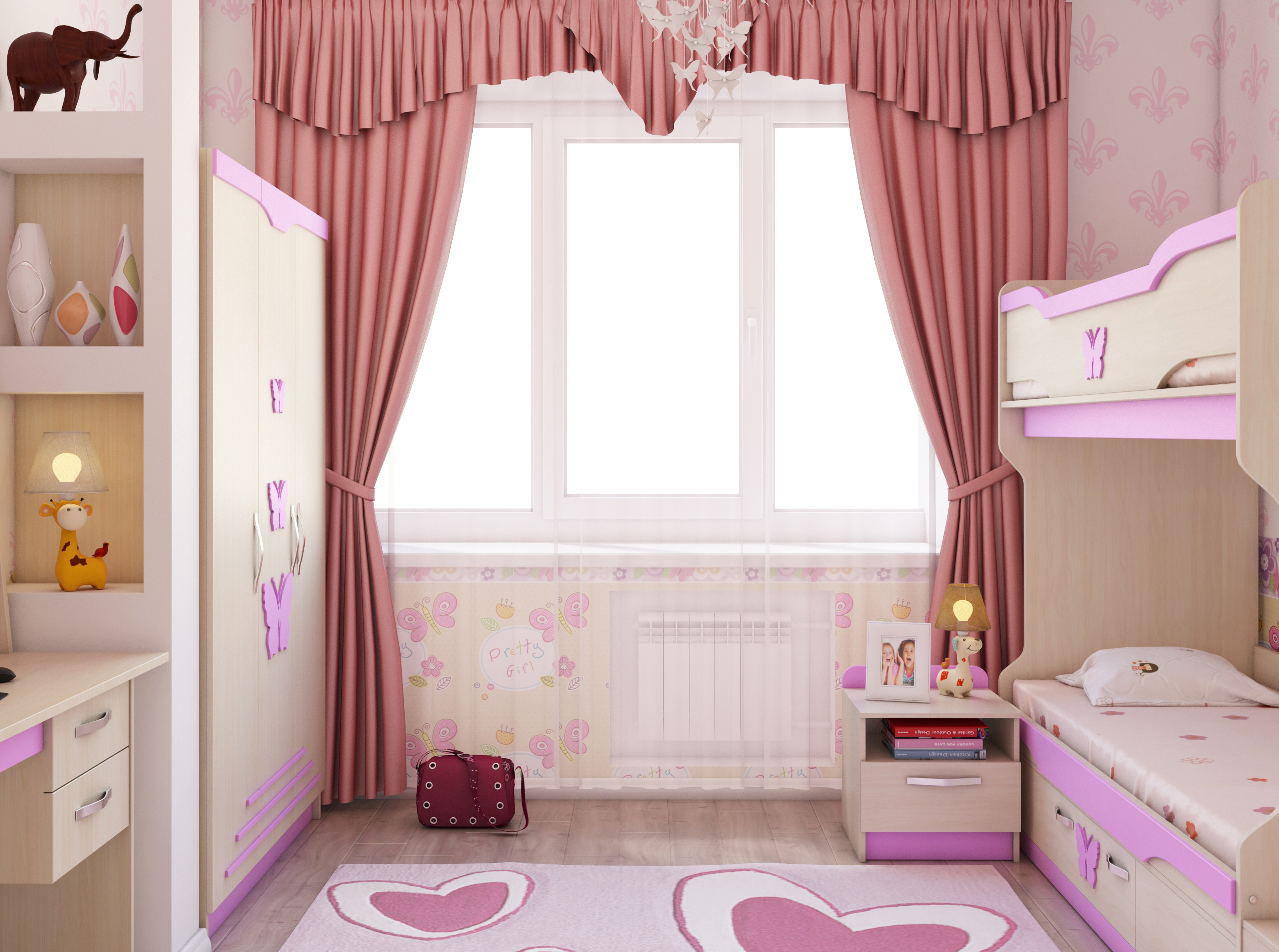 Room for girls in 3d max vray 3.0 image