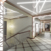 Concetto 3D dell'atrio e dei corridoi di un edificio per uffici. (Video allegato)