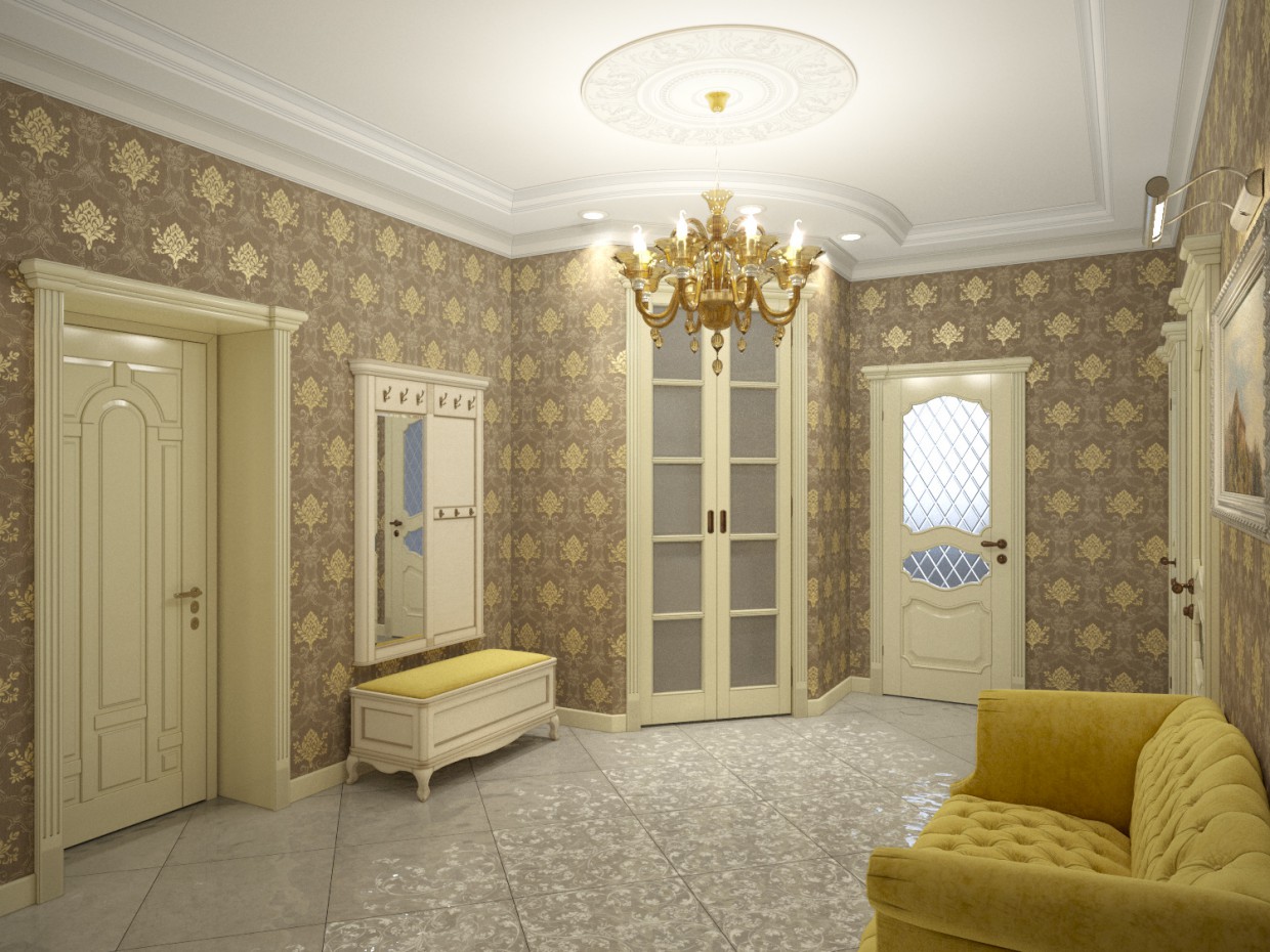 Corridor in 3d max corona render image