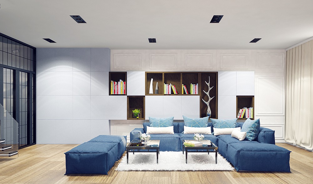 imagen de diseño de interiores de ático en "Barrio Italiano" en 3d max vray