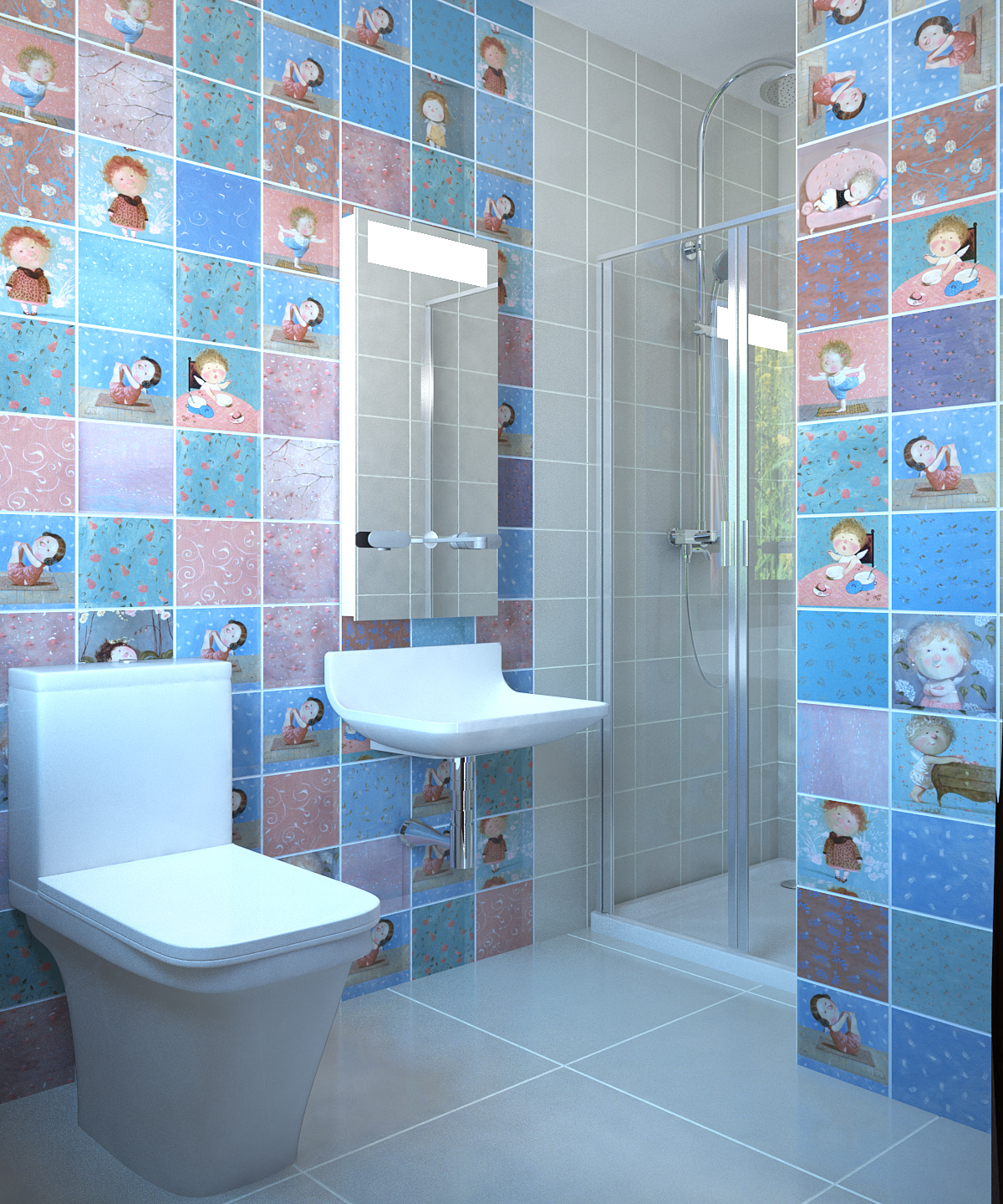 दो बाथरूम के डिजाइन और विज़ुअलाइज़ेशन 3d max vray 2.0 में प्रस्तुत छवि