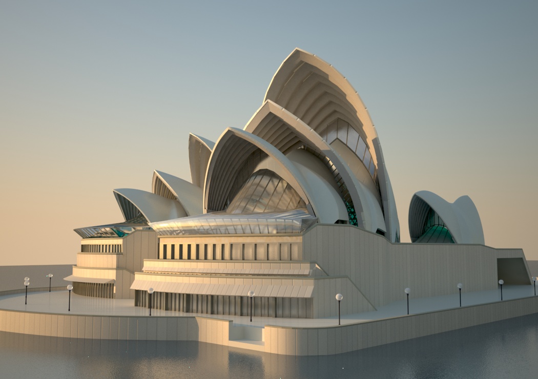 Modelagem 3d da Ópera de Sydney em 3d max vray 2.0 imagem