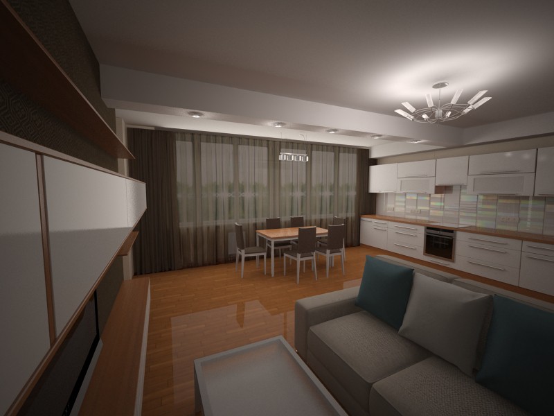 Kitchen-living room in 3d max vray image