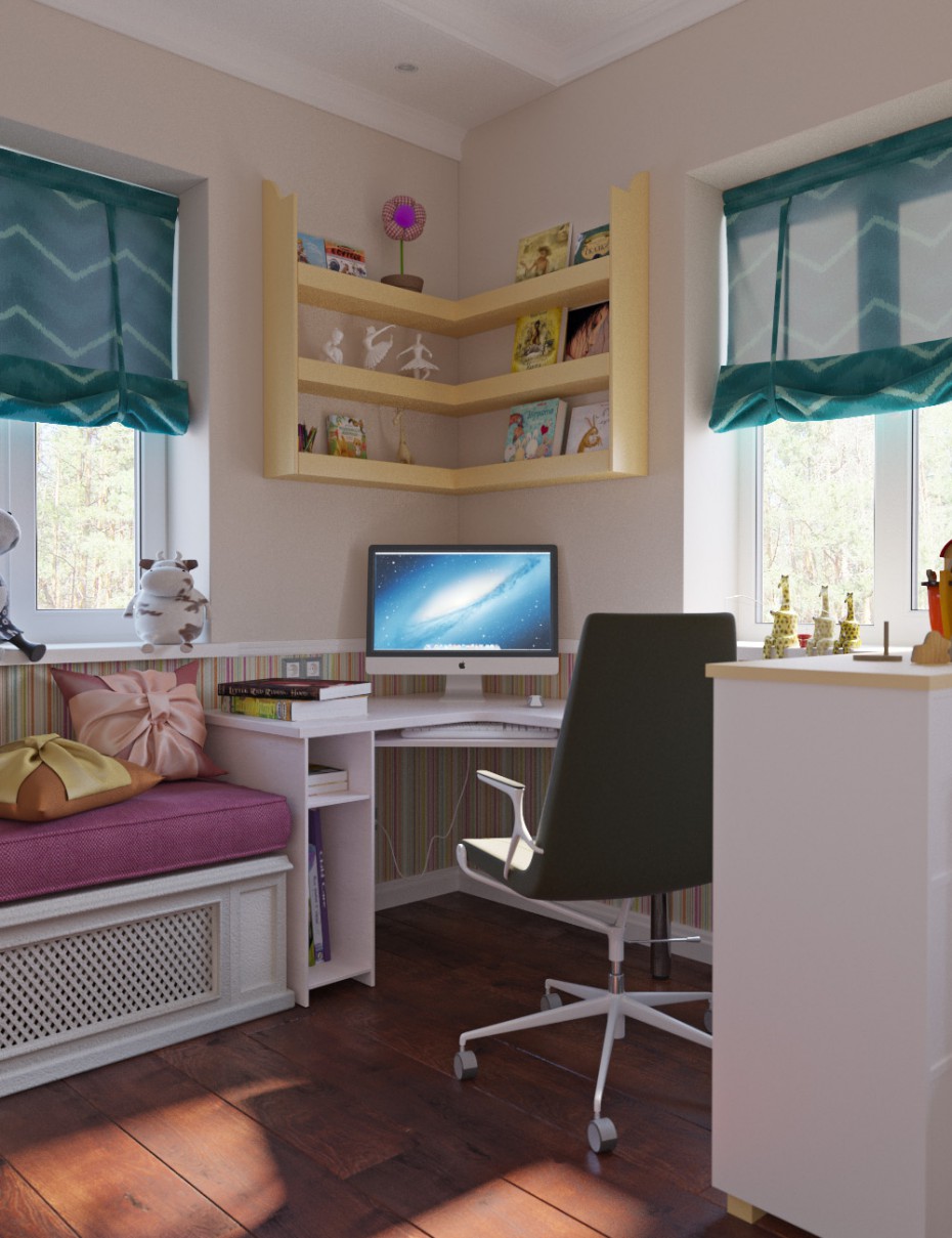 Bedroom for girl in 3d max corona render image
