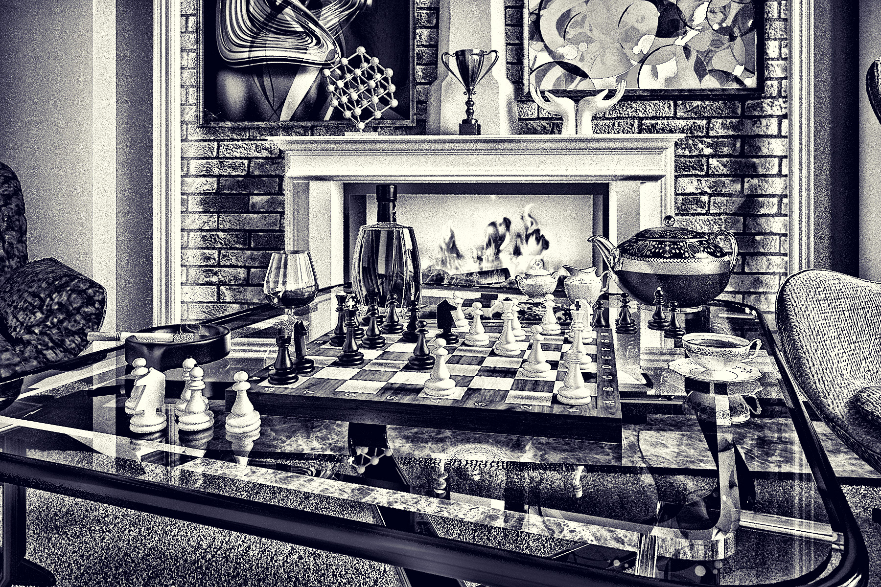 Festa de xadrez em 3d max vray 3.0 imagem