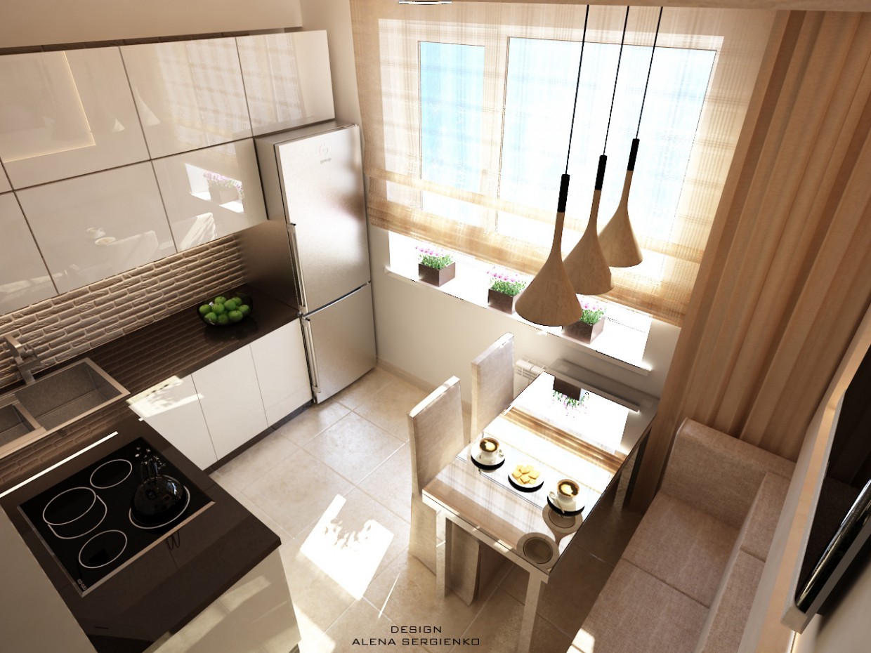 Small kitchen in 3d max vray image