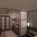 Гостиная совмещенная с рабочей зоной и спальней (16,6 кв.м.) в 3d max vray изображение