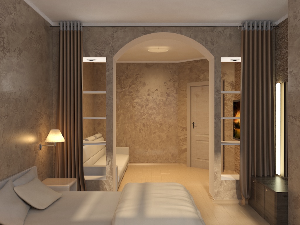 हॉल बेडरूम 3d max vray 3.0 में प्रस्तुत छवि