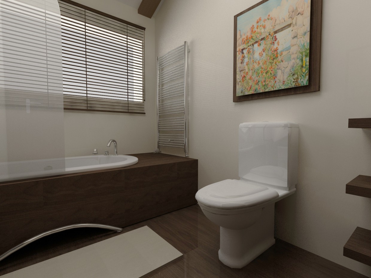 Простой дизайн ванной комнаты в 3d max vray изображение
